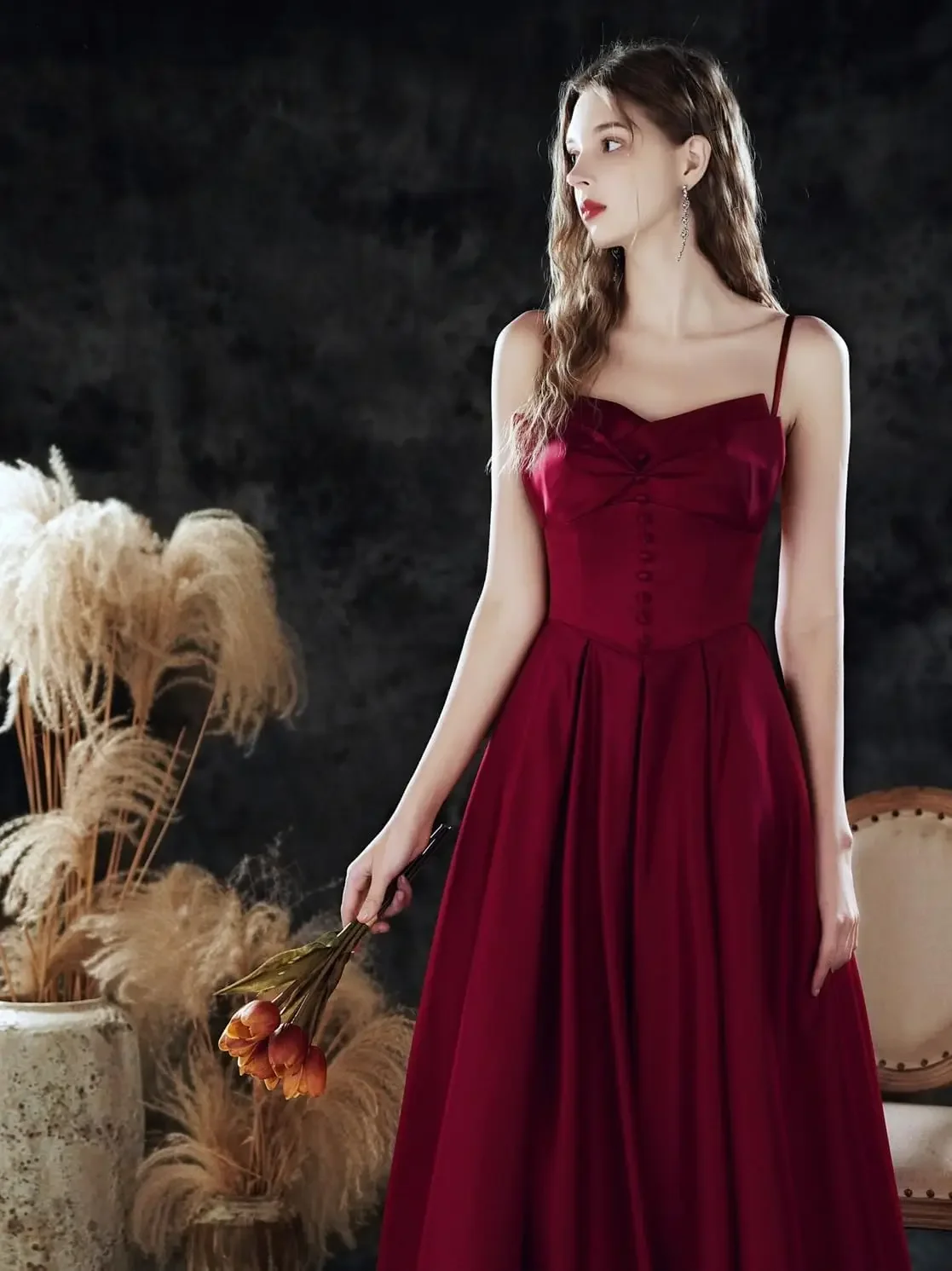 カスタムメイドの新しいサテンミディアムロングスパゲッティストラップドレス特別な日のプロムブライドメイドドレス女性のドレスパーティー