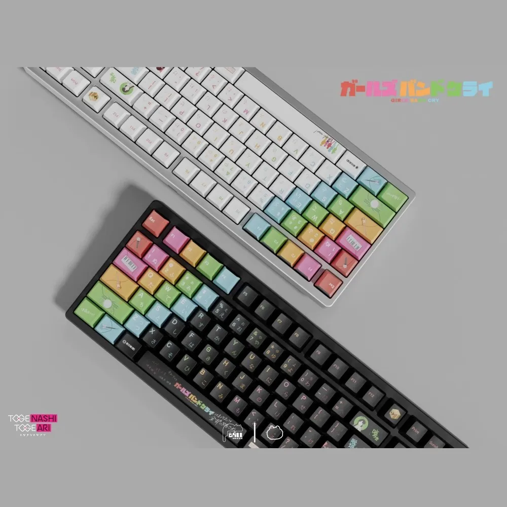 Imagem -02 - Conjunto Meninas Banda Chorar Keycaps Pbt Corante Subbed Anime dos Desenhos Animados Tampas Chave de Jogo Cereja Perfil Keycap para mx Switch Teclado 75 96 980 1