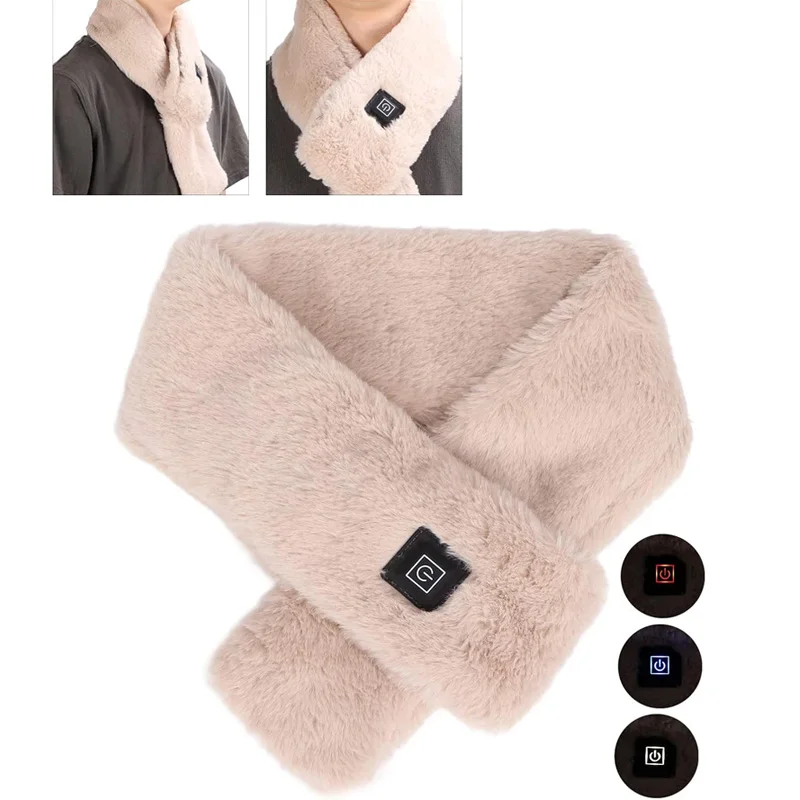 3 Heat Settings USB Heating Scarf Adjustable Temperature Electric Neck Warmer Machine Washable For Outdoor Sports Winter