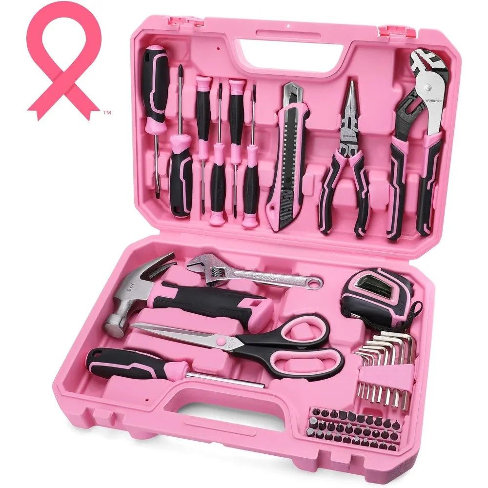 Toolbox, Household Tool Kit with Storage Toolboxes, Basic Tool Set for Home, Garage, Apartment, Dorm, New House, Toolbox