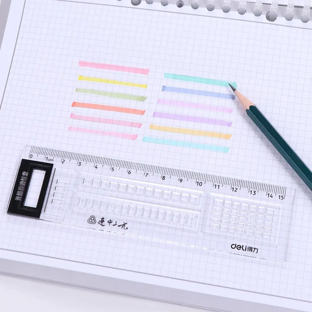 Drawing Tool 15cm Exam Straight Ruler Plastic Transparent Drawing Ruler Multifunction Measuring Ruler Math