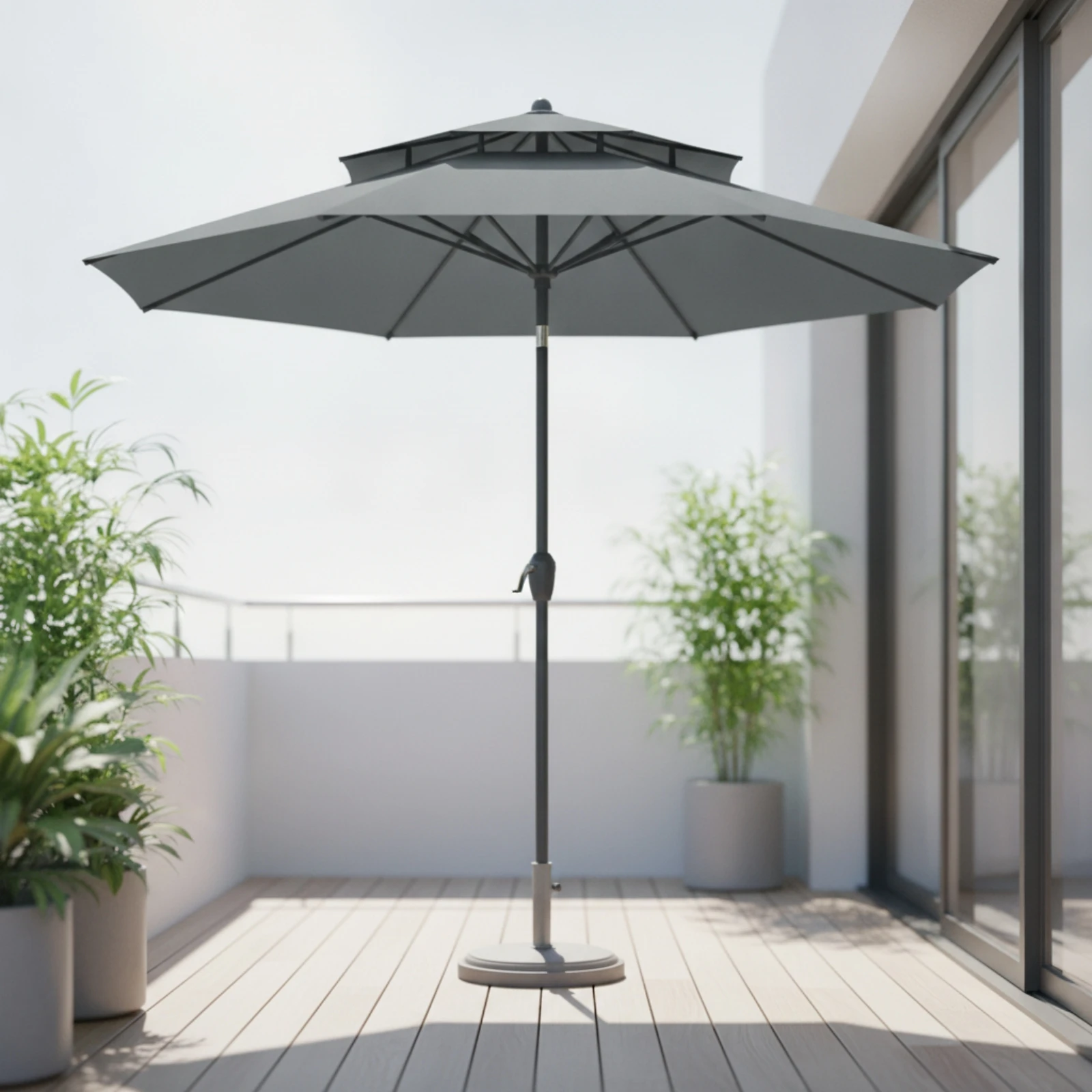 Double-Top Patio Umbrella Canopy UV30+ Protection 8-Rib Umbrella Replacement Canopy Removable Heavy-Duty for Garden