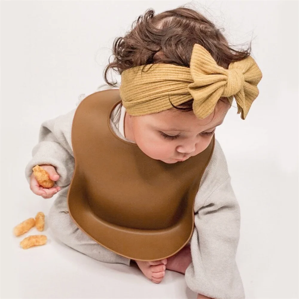 Nuovi colori fasce per bambini in maglia con fiocco a coste fasce elastiche morbide per neonati per bambina bambini turbante accessori per capelli per bambini