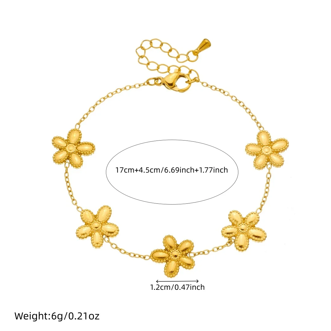 LAMENGLY 316L Stainless Steel Small Cylinder Surround 5-Leaf Flower Charm Bracelet Women Novel Trend Hand Chain Jewelry Gift