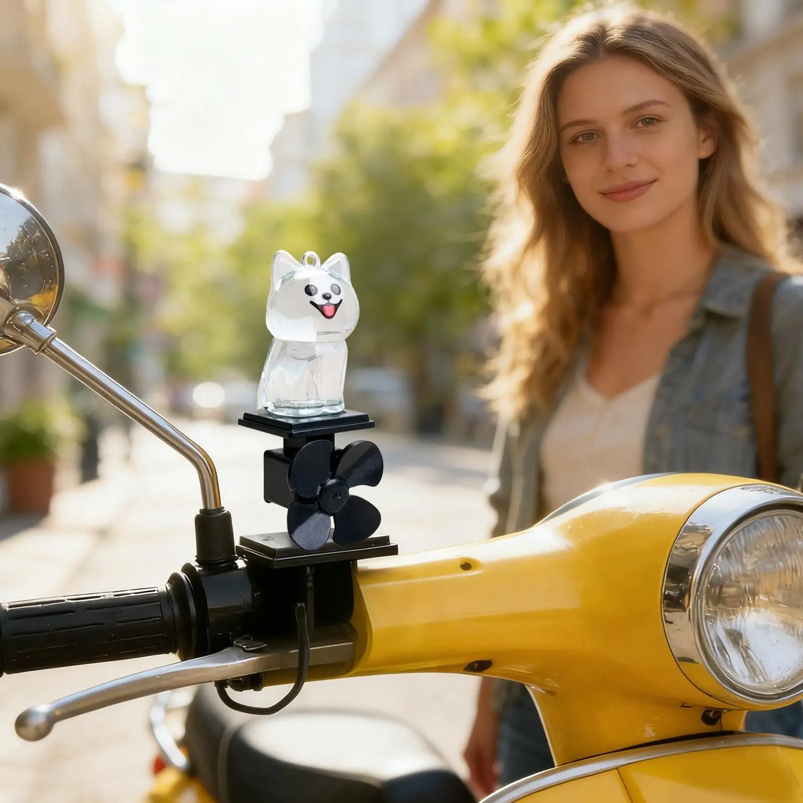 Mini Dog Figurines Motorcycle Light Up Decoration Wind Powered Animal Figurines For Motorcycle Handlebar Outdoor Cycling Night