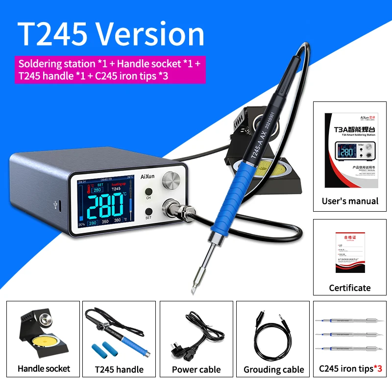 AIXUN T3A Intelligent Soldering Station Support T12/T245 Handle Soldering Iron Tips Electric Welding Iron Station