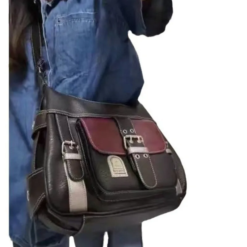 Kk 2024 Nieuwe Middeleeuwse Gepersonaliseerde Zachte Leren Dames Contrasterende Enkele Schouder Crossbody Tas Top-Handvat Tassen Dames