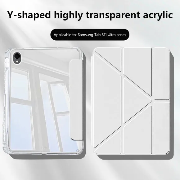 

Y-Folding Clear Acrylic Hard Case For Samsung Galaxy Tab S11 Ultra 14.6inch X930 X936 2025 S11 11inch 2025 With Pencil Holder