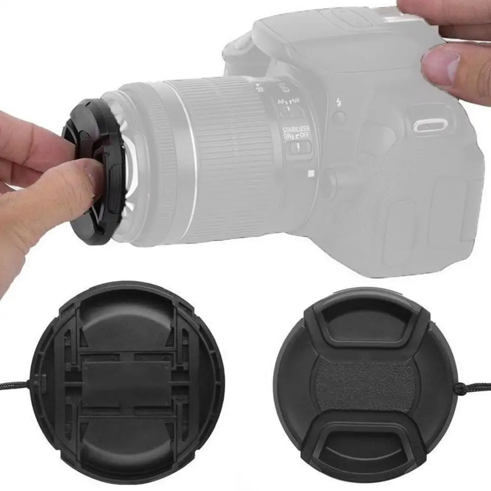 49mm Camera Front Lens Cap Protection Cover With Anti-lost Rope For Canon Nikon Snap-on Front Cover Accessories
