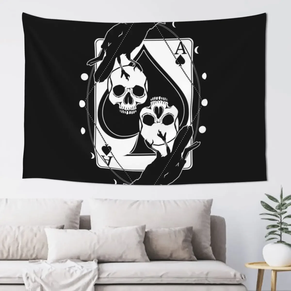 Ravens, Skulls and the Ace of Spades Tapestry Decorative Paintings Wall Decoration Custom Things To Decorate The Room Tapestry