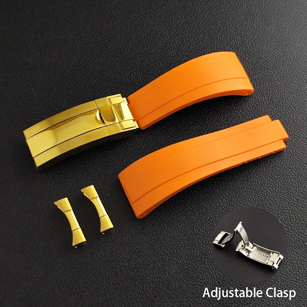 High Quality 20mm Watch Strap And Curved Watch Strap Ends Adjustable Rubber Watch Strap Fits 20mm Width VK63 Case Watch Parts image 3