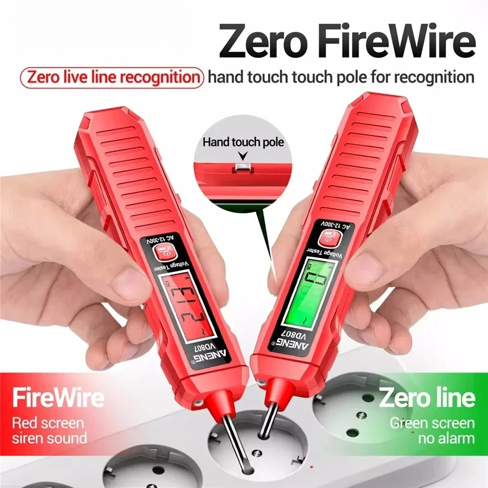 ANENG VD807 Voltage 50/60Hz Professional Electrician Tool Smart Induction Tester Pen AC 12-300V Tester NCV Sensor Wire Detector