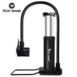 WEST BIKING Bike Pump Aluminum Alloy MTB Mountain Bike Inflator Foot Cycling Tire Air Pump Presta Schrader Valve Bicycle Pump