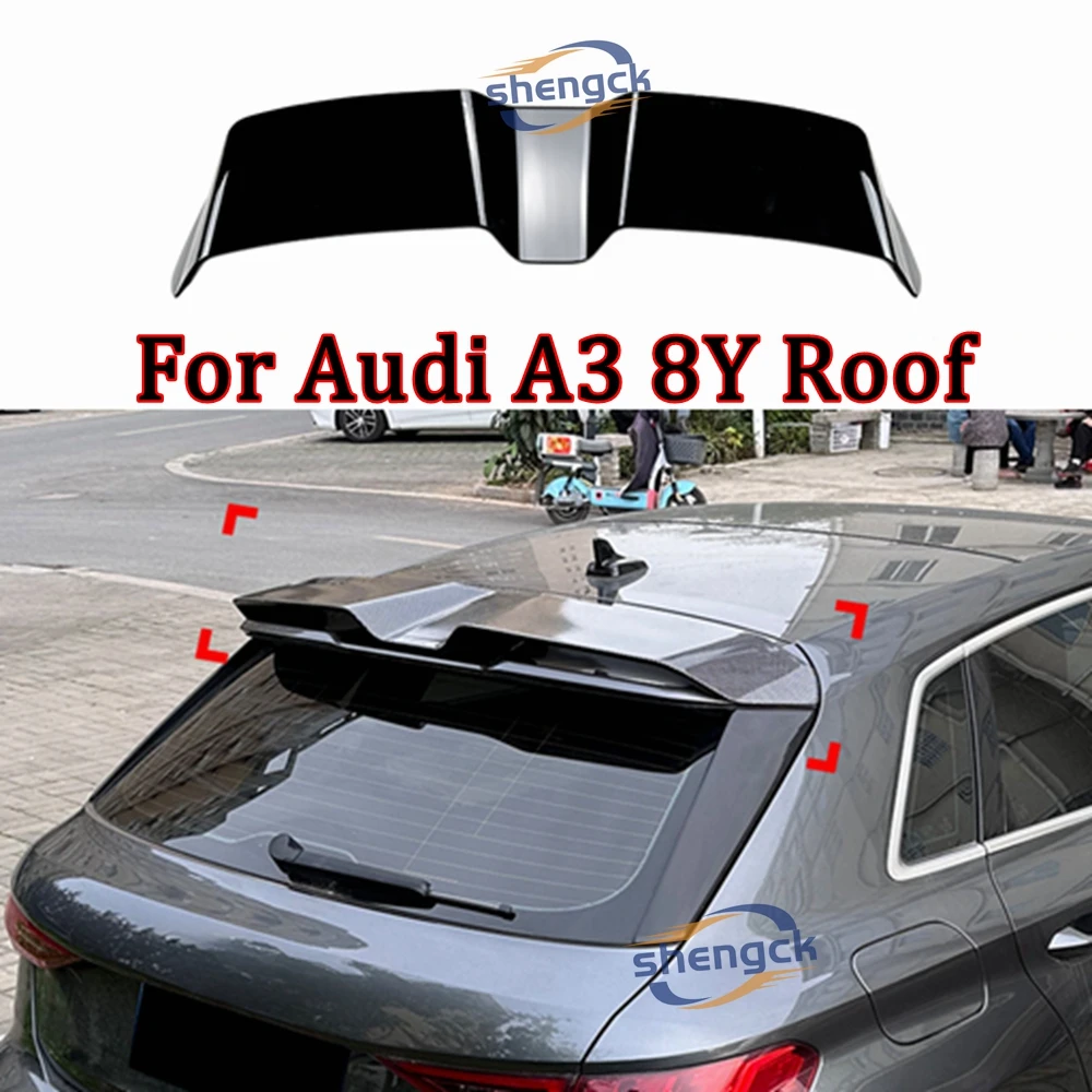 

For Audi A3 8Y Sportback 2021+ Glossy black Tail top wind Spoilers Wings Rear Trunk Roof Sport Spoiler Wing Styling