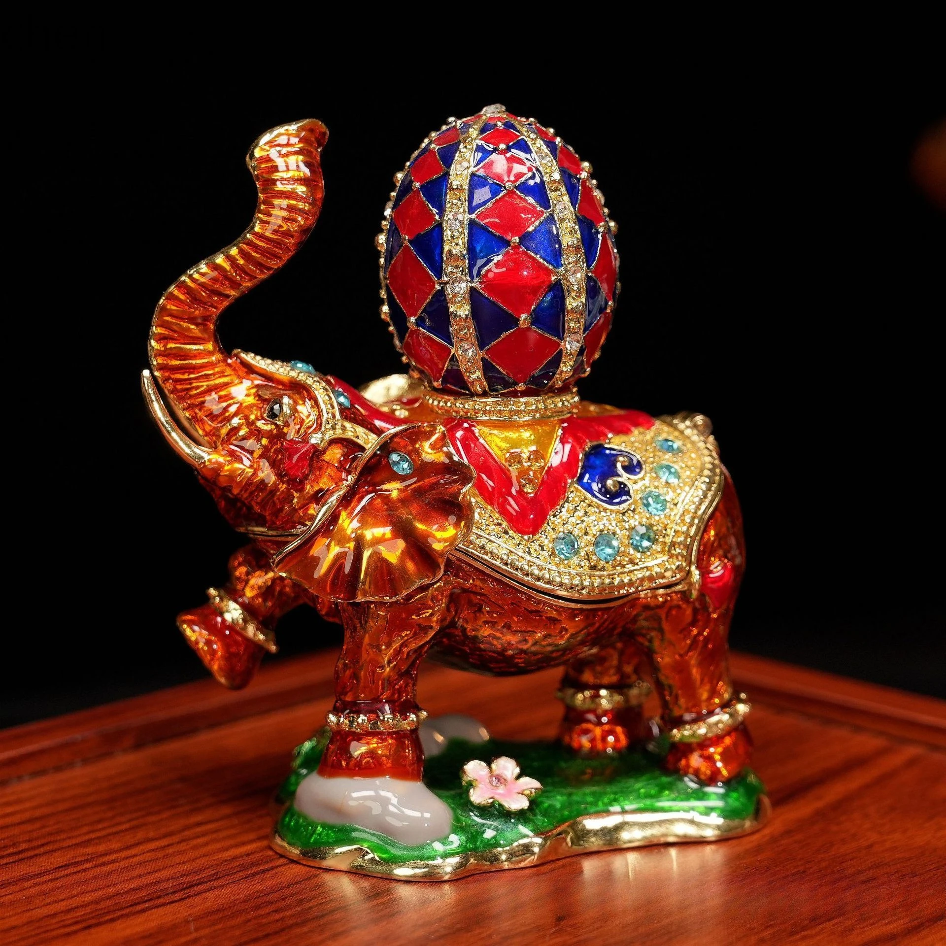 H1 Cross-border supply of enamel jewelry boxes, elephant ornaments, auspicious elephant tourist attraction souvenirs wholesale
