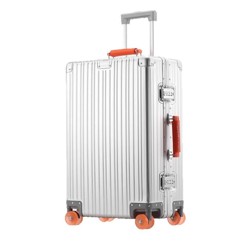 

100% Aluminum Suitcase 20“ Boarding Luggage Combination Lock Travel Suitcases Large Capacity 29” Quiet Wheels Trolley Case