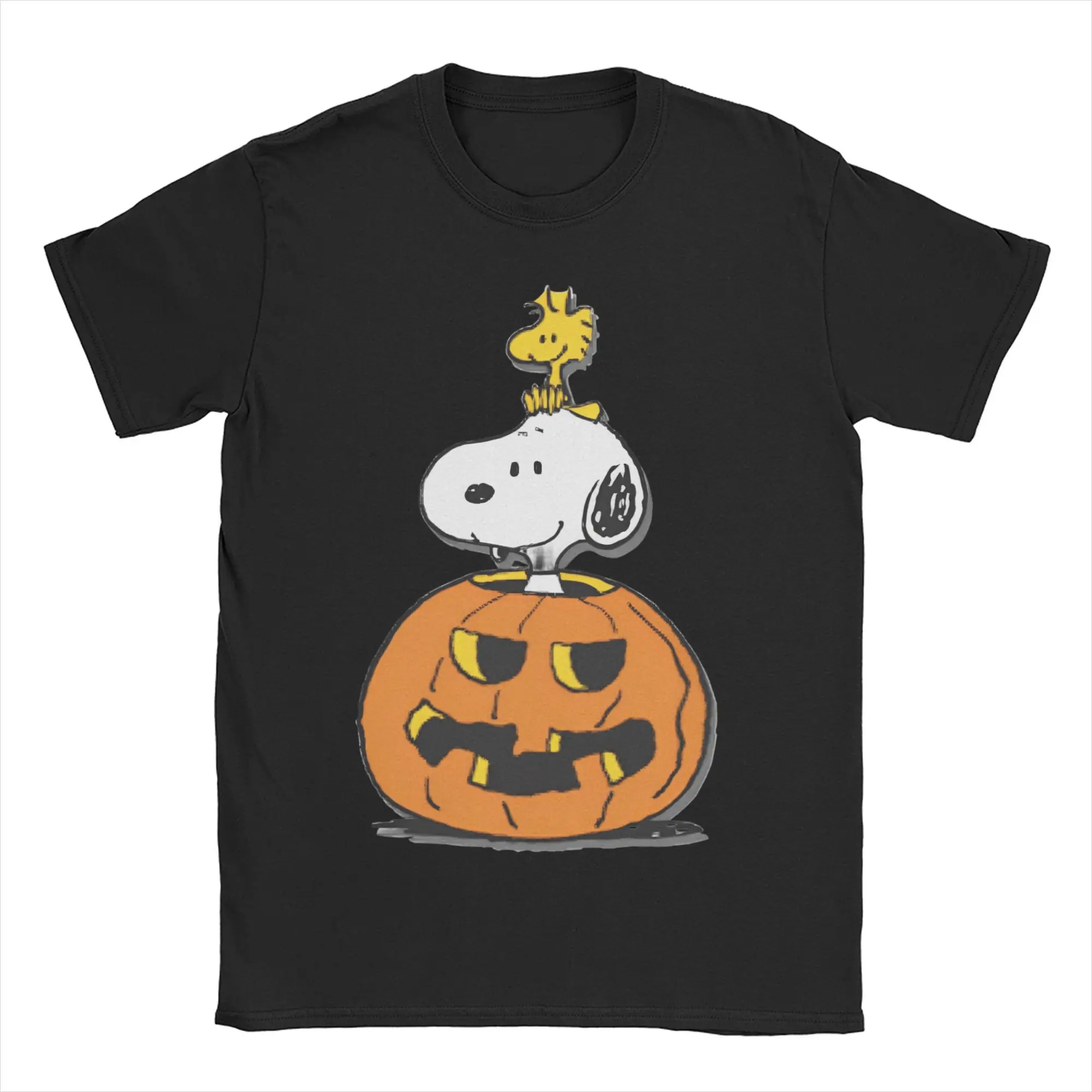 Printed Snoopy Peanuts Pumpkin halloween  T Shirt for Men Women  100% Cotton Tee Shirt Short Sleeve Tops