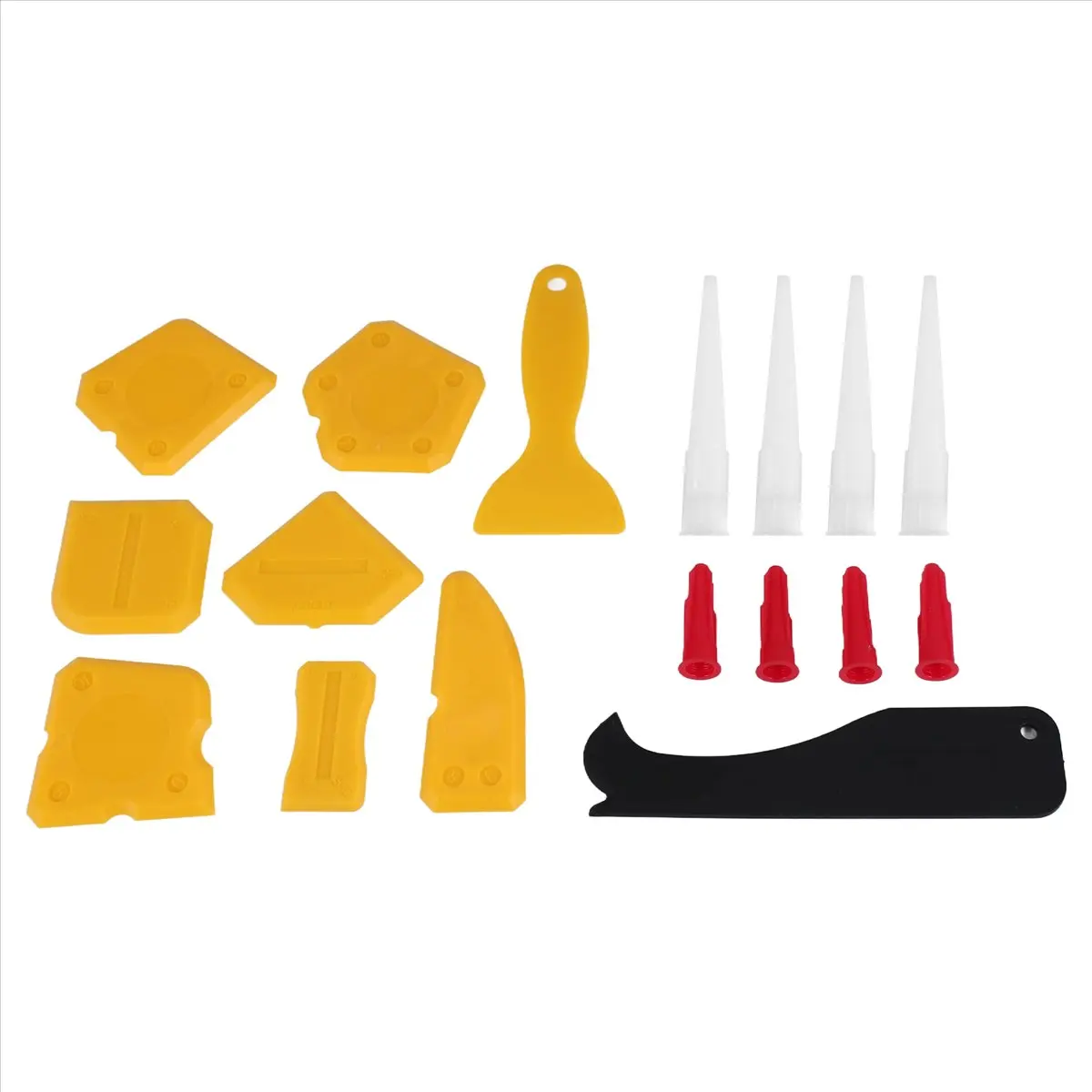 【Caulking Tool Kit】 17 Pieces Caulking Tool Kit Silicone Sealant Finishing Tool Grout Scraper Caulk Remover And Caulk Nozzle And