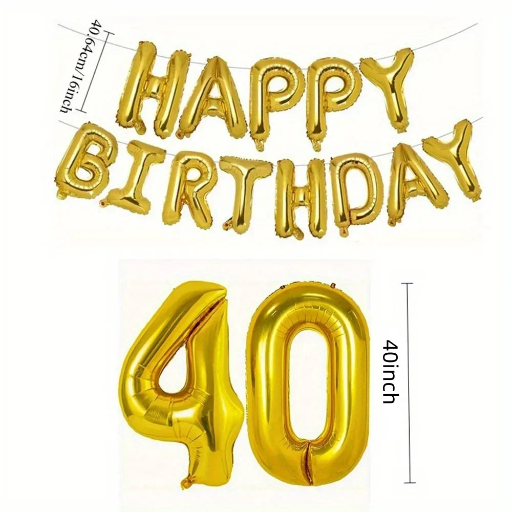Goldene Happy Birthday Zahlen-Folienballons Erwachsenen-Partydekoration für Männer und Frauen 10 11 12 15 18 25 30 40 50 60 Jahre Alt – Detail 4