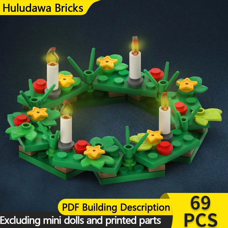 

City Street View Model MOC Building Bricks Christmas Wreath Modular Technology Children Holiday Gifts Assemble Toys Suit