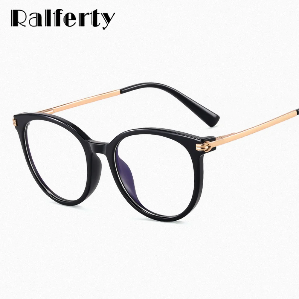 Ralferty TR90 Round Eyeglasses Frame Women Brand Designer Big Fashion Anti Blue Glasses No Diopter Myopia Frames Spectacle 2025