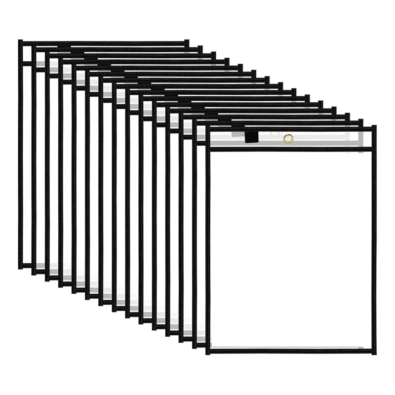 15 упаковок карманов для сухого стирания, многоразовые пластиковые рукава, прозрачные держатели для билетов на работу для учителей, классов, школы, офиса, работы