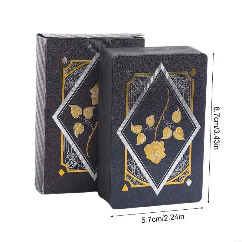 76HF naipes PVC impermeables con diseño cuadrado dorado, juego cartas póquer para juegos playa y Bar, cartas