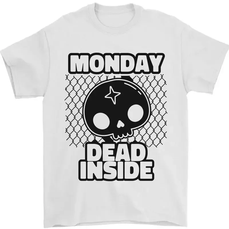 Monday Dead Inside Skull Work Mens T-Shirt 100% Cotton
