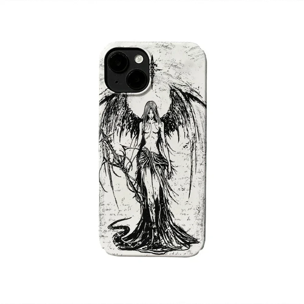 Coque rétro gothique avec sculpture de fille, coque mignonne, coque antichoc, iPhone 16 15 14 13 Pro Max 11 12 Mini Poly XS 7 8 Plus
