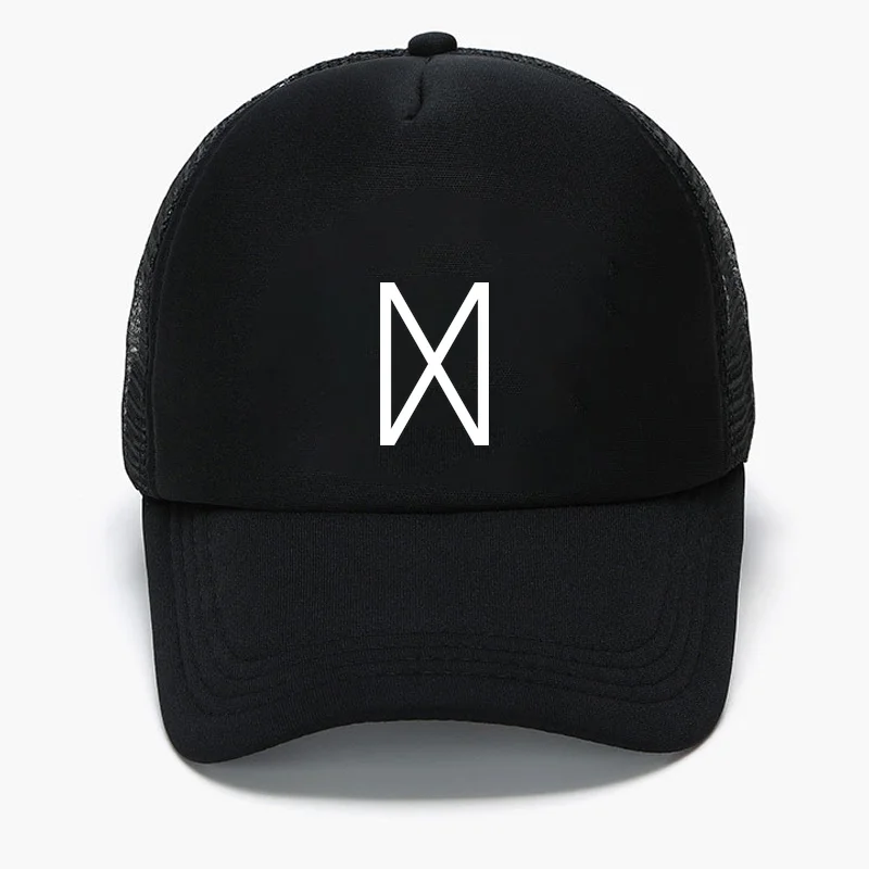 Czapka typu trucker z piankową aplikacją runy Viking Dagaz, męska, cała czarna, z siatkowym tyłem, regulowana, letnia czapka baseballowa z runami nordyckimi, casquette homme
