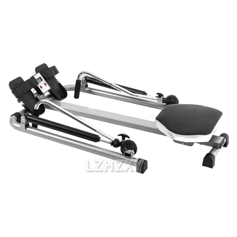 Household Folding Mute Single and Double Poles Hydraulic Rowing Machine Rowing Machine Trainer Home Fitness Exercise Equipment