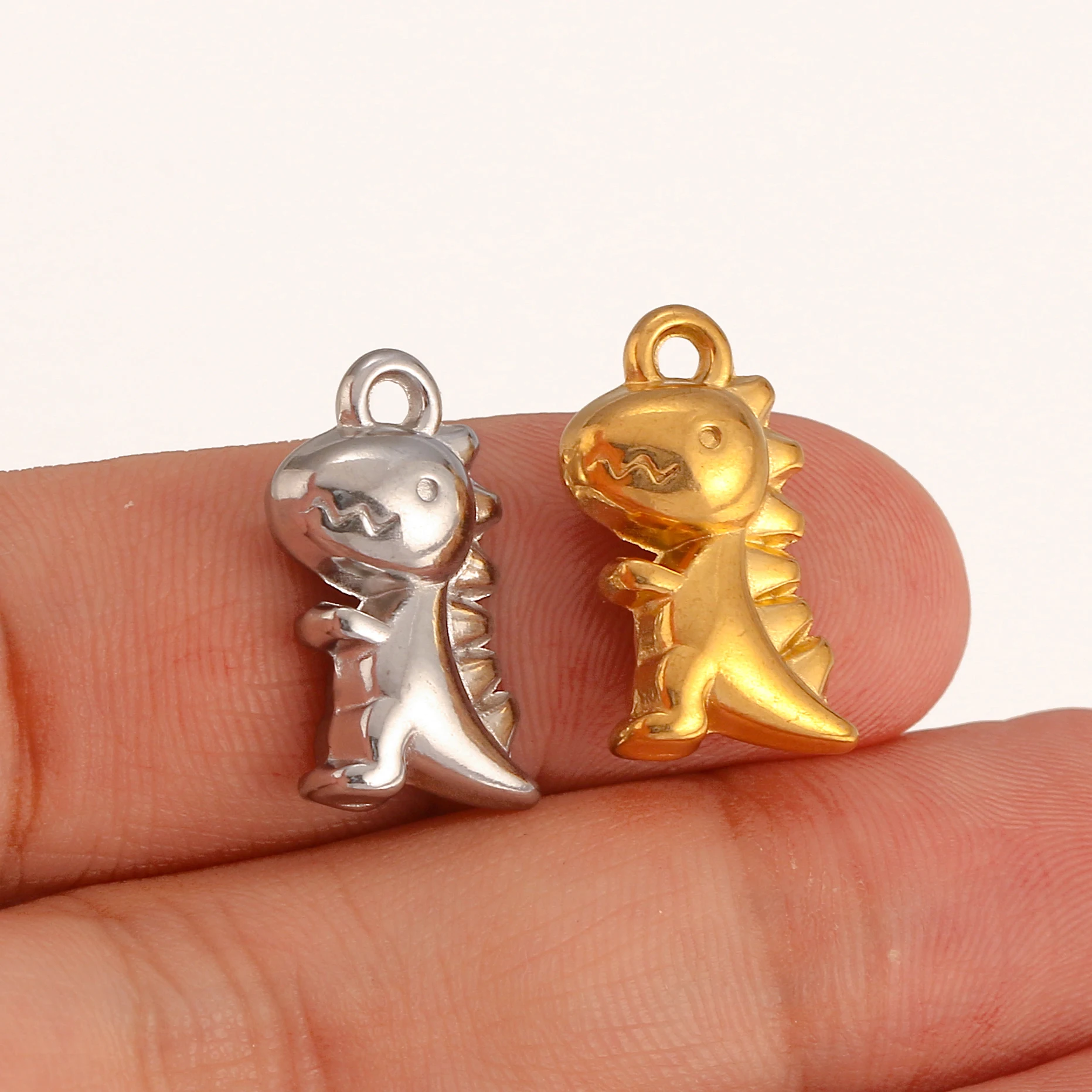 3 Stück schöne Dinosaurier/Wal/Marine Schildkröte/Herz Charms Edelstahl Tiere Anhänger für Halskette Armband DIY Schmuckherstellung – Detail 12