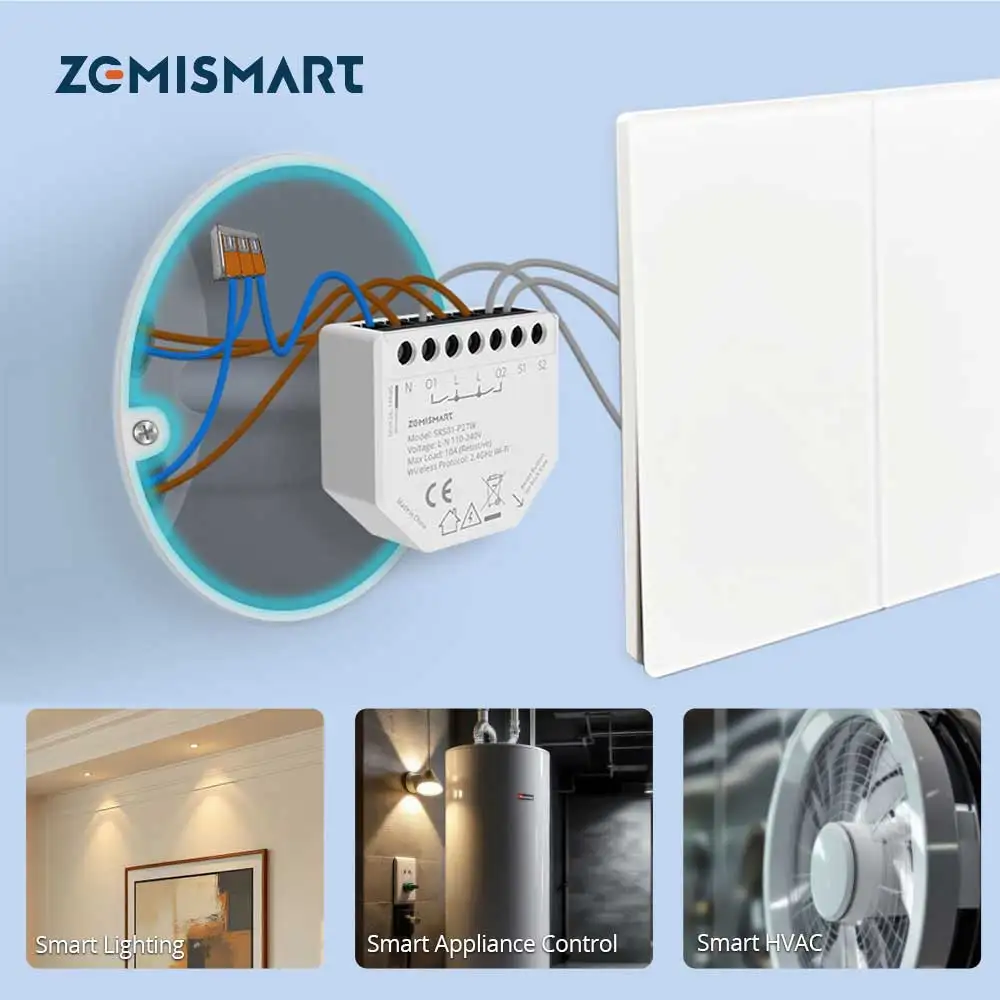 

Zemismart WiFi Smart Relay with Power Monitor 1 Gang 2 Gang Mini Switch Module Work with Tuya Smart Life APP