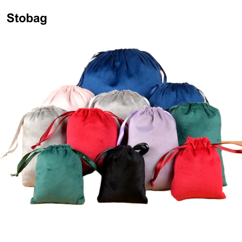 

StoBag 5pcs Velvet Bags Flannel Small Jewelry Gift Cosmetic Drawstring Storage Package Dustproof Portable Pocket Organizer Pouch