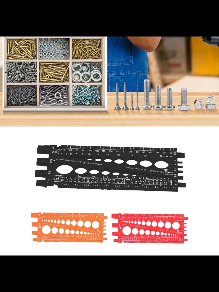 Jauge de vis à boulon d'écrou multifonctionnelle en pouces, Identification rapide métrique, vérificateur de filetage de boulon d'écrou, outil de mesure de filetage portable