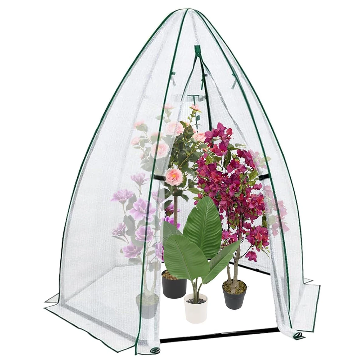 

Outdoor Greenhouse, Heavy-Duty Metal Frame, Zippered Door with Mesh Window Portable Garden House for Vegetables Flowers Herbs