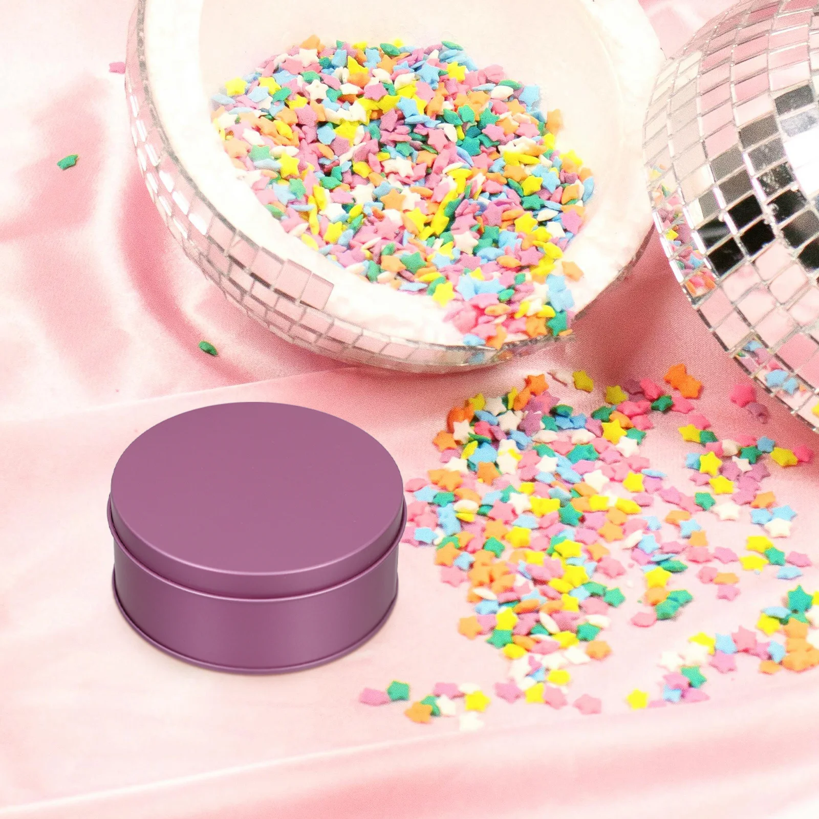 

4pcs Cookie Tin Large Round Metal Storage Container With Lid For Candies Cookies Snacks Sealed Kitchen Jar Purple Tinplate Candy