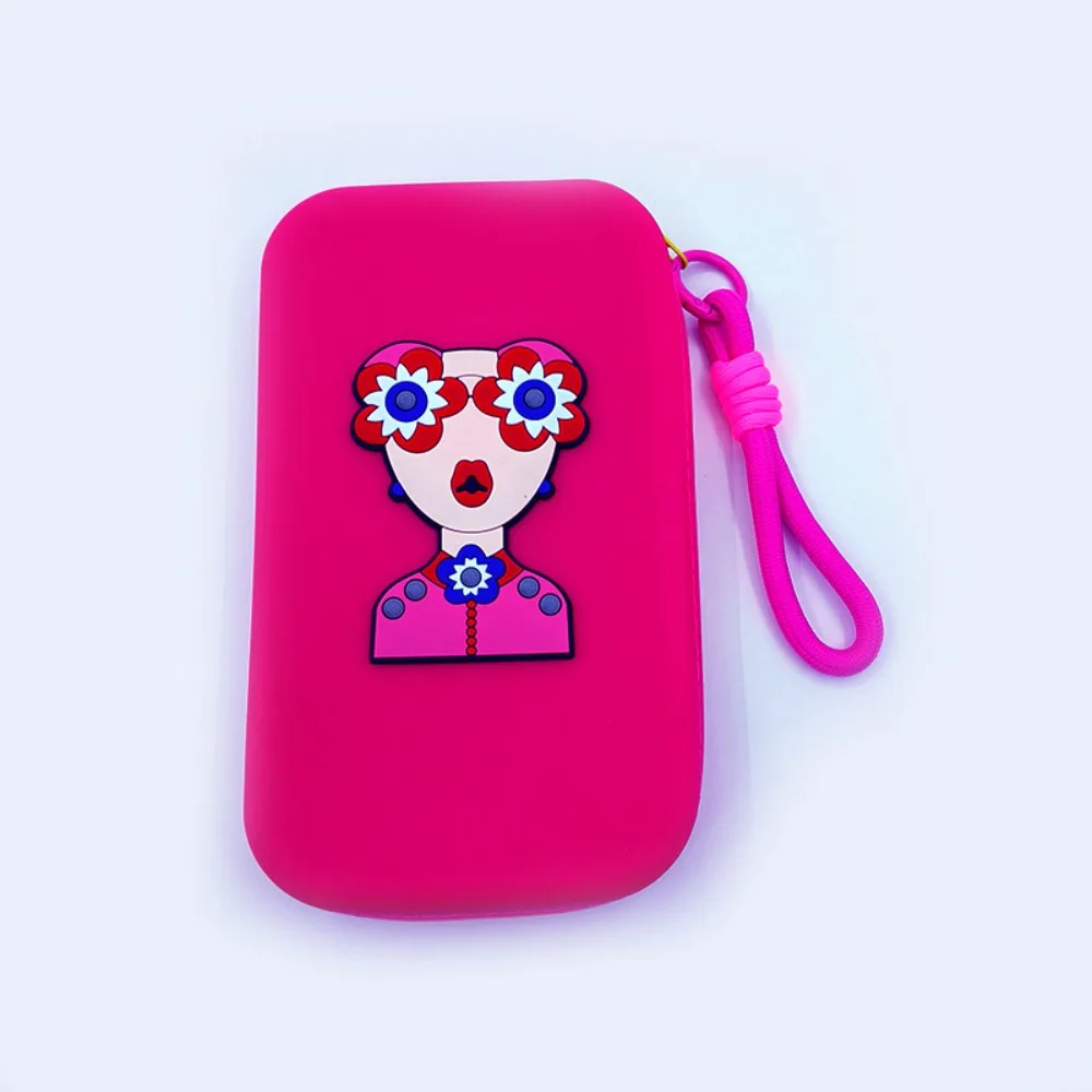 Cartera de muñeca de silicona antipérdida, bolsa de almacenamiento moderna y ligera creativa para mujer, funda blanda con cremallera cosida de estilo étnico para mujer