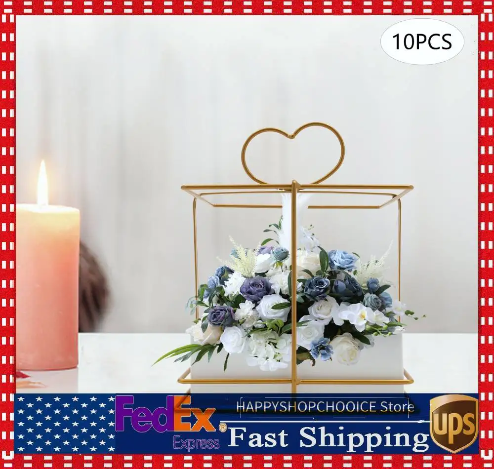 

10 квадратных подставок для цветов с ручкой, свадебные цветочные композиции, декоративные подставки для цветов, украшения для столов