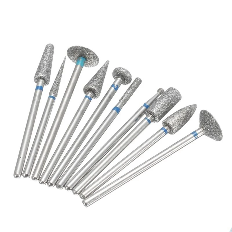 10pcs/box 2.35mm Dental Sintered Diamond Point Polisher Shank Rotary Bur Drill Grinder Abrasive Bits Set Dental Lab Equipment