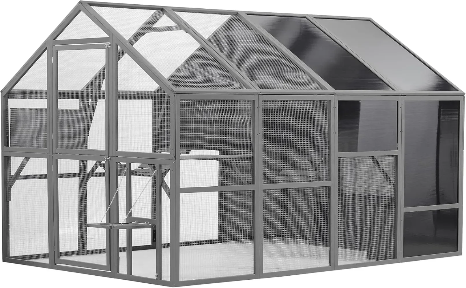 Cat Cage Outdoor Wooden Catio Enclosure with Weatherproof Roof,Cats Scratcher Ramp,Space Capsule Bed,Bridges and Resting Houses