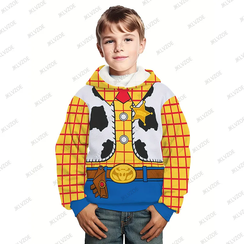 

MINISO Toy Story Вуди Базз Лайтер Косплэй с длинными рукавами и капюшоном с круглым вырезом повседневные толстовки пуловеры топы для детей/взрослых