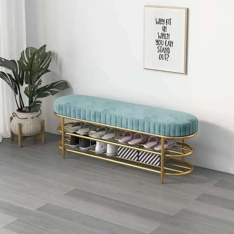 

Nordic Hallway Porch Leisure Ottomans Bench 2 Shoes Shelf Minimalist Apartment Shoe Changing Stools Balcony Cafe Vanity Stool