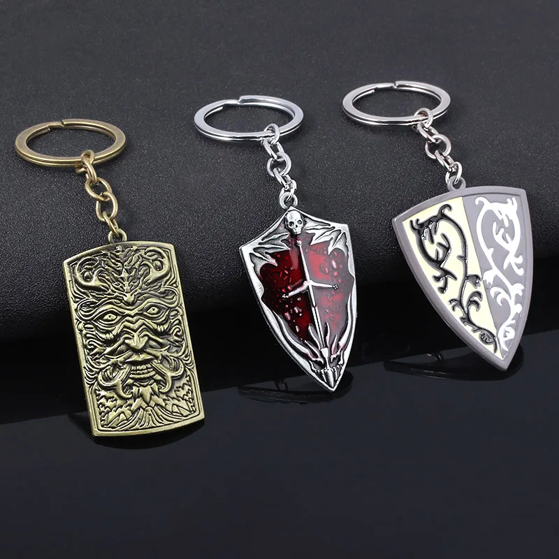 Juego Dark Soul 3 llaveros escudo de hoguera colgante bolsa colgante llavero para Fans hombres mujeres llave de coche regalo de fiesta colgantes joyería