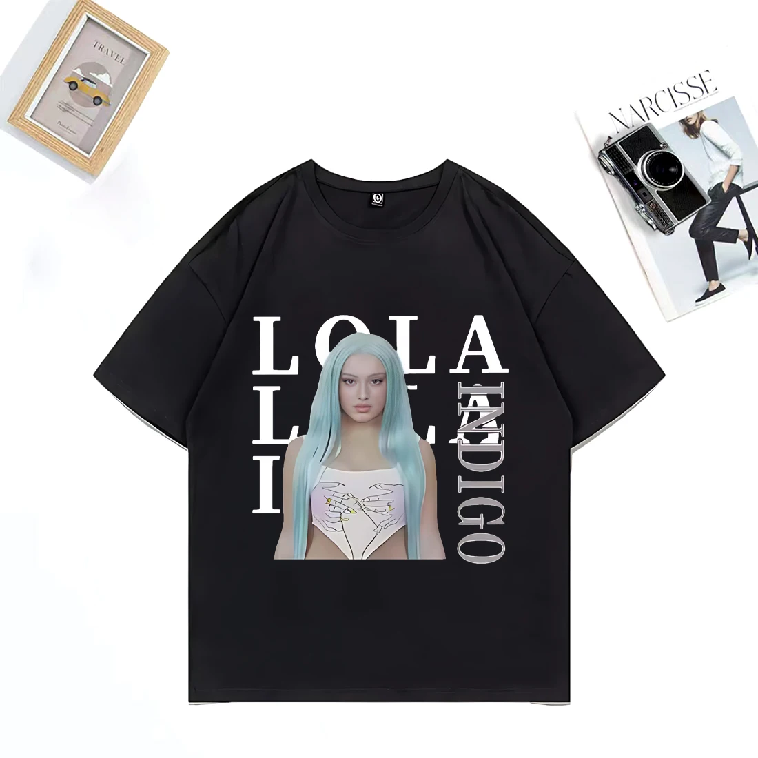 

Lola Indigo fashion streetwear men women's TShirt Top Cotton High Quality short sleeve vintage Hot sale Unisex Oversized t-shirt