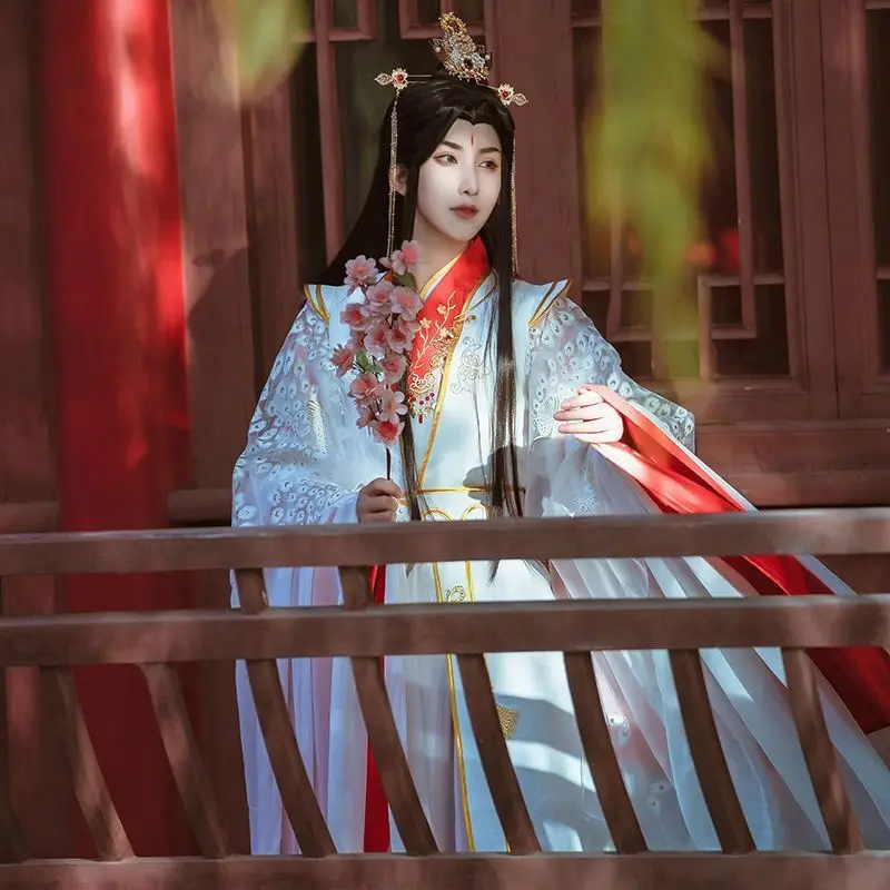 المسؤولون السماويين بيستو بركات يو الله شيه تدفق الملابس الأحمر والأبيض الذهب هانفو زي القديمة تأثيري البدلة #3