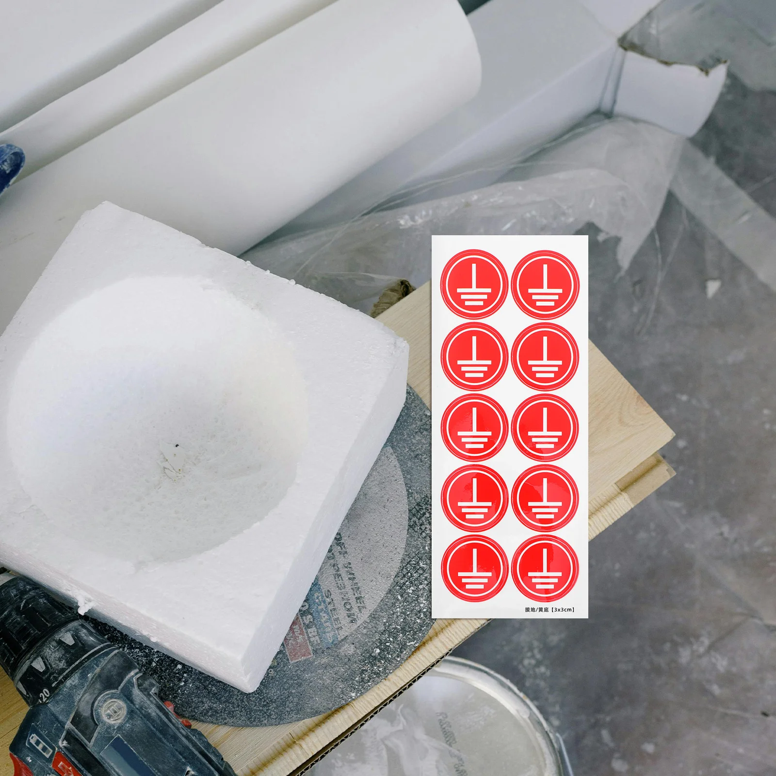 10 Sheets Grounding Safety Stickers High Adhesion Electric Warning Signs for Electrical Panels Equipment Ground Labels Safety