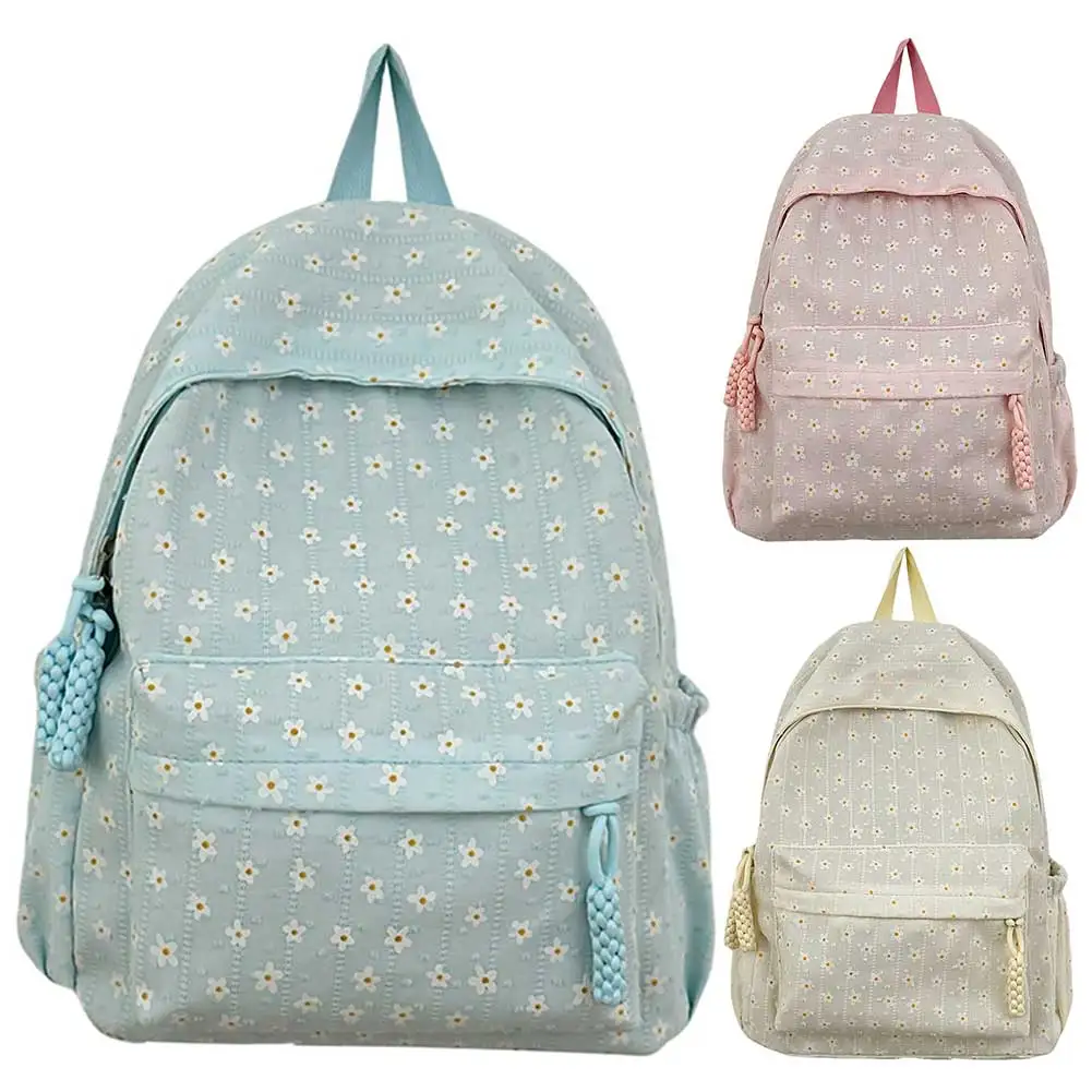 Mochila Floral de moda para niñas, bolsa bonita de gran capacidad para ordenador portátil, multibolsillos para estudiantes, bolsa de viaje al aire libre