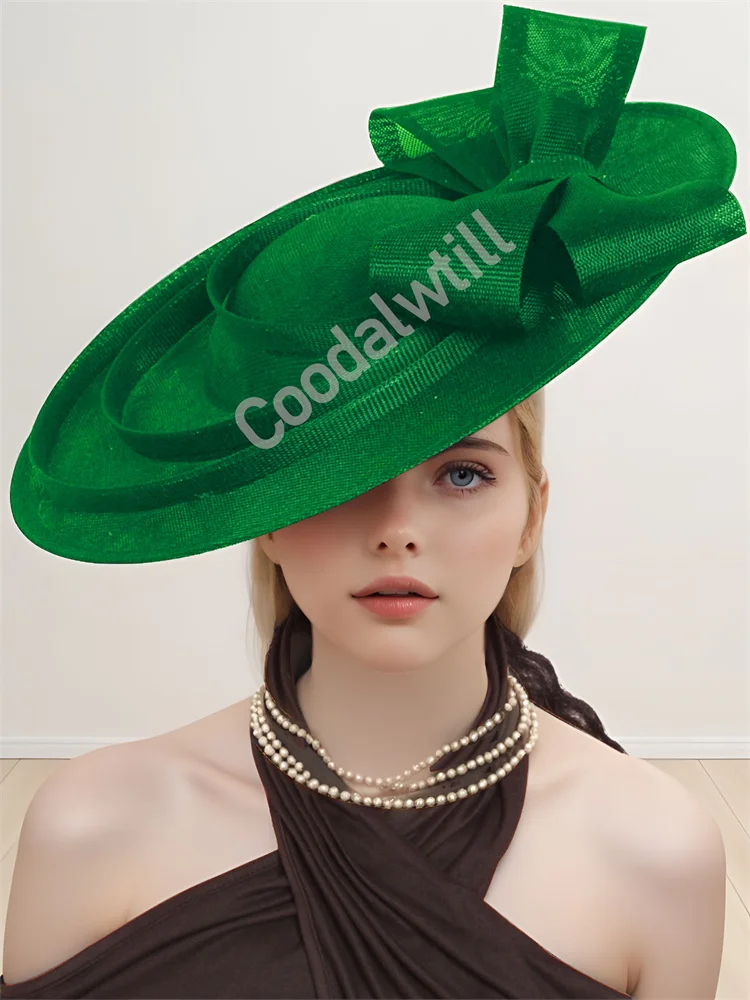 

Royal Ascot BigFascinator Hat With Bow Women Wedding Party Tea Headpiece Ladies Royal Church Race Chapeau Cap New Elegant