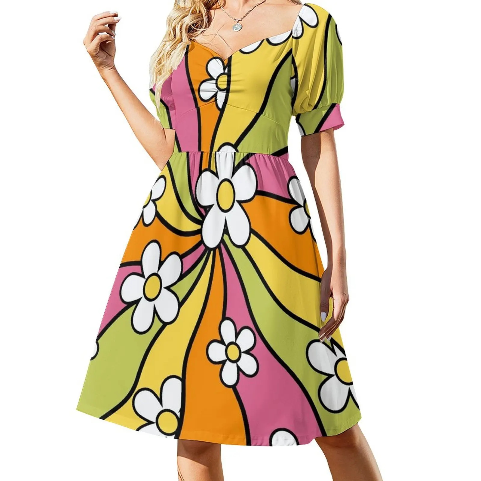 

Wavy Daisies Pattern Dress wedding dresses for parties Aesthetic clothing dress